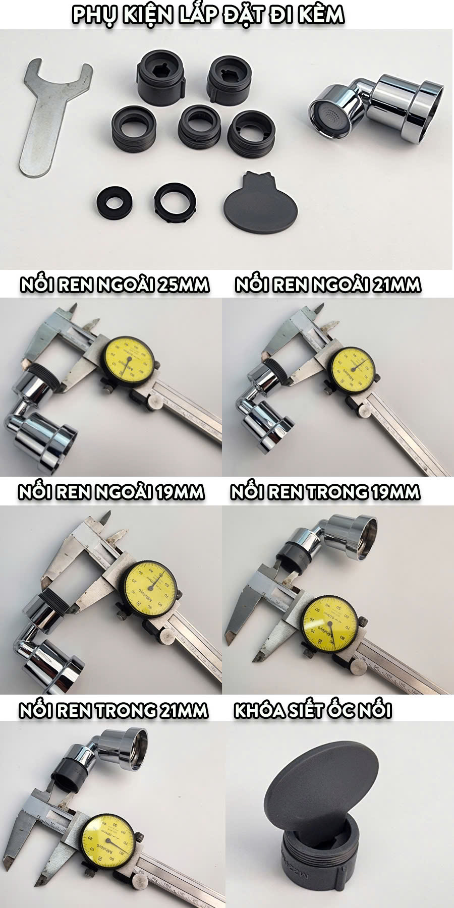 Đầu vòi tăng áp đa năng, điều hướng 360 độ, 3 chế độ chảy ưu việt cho vòi rửa chén Eurolife EL-TA05