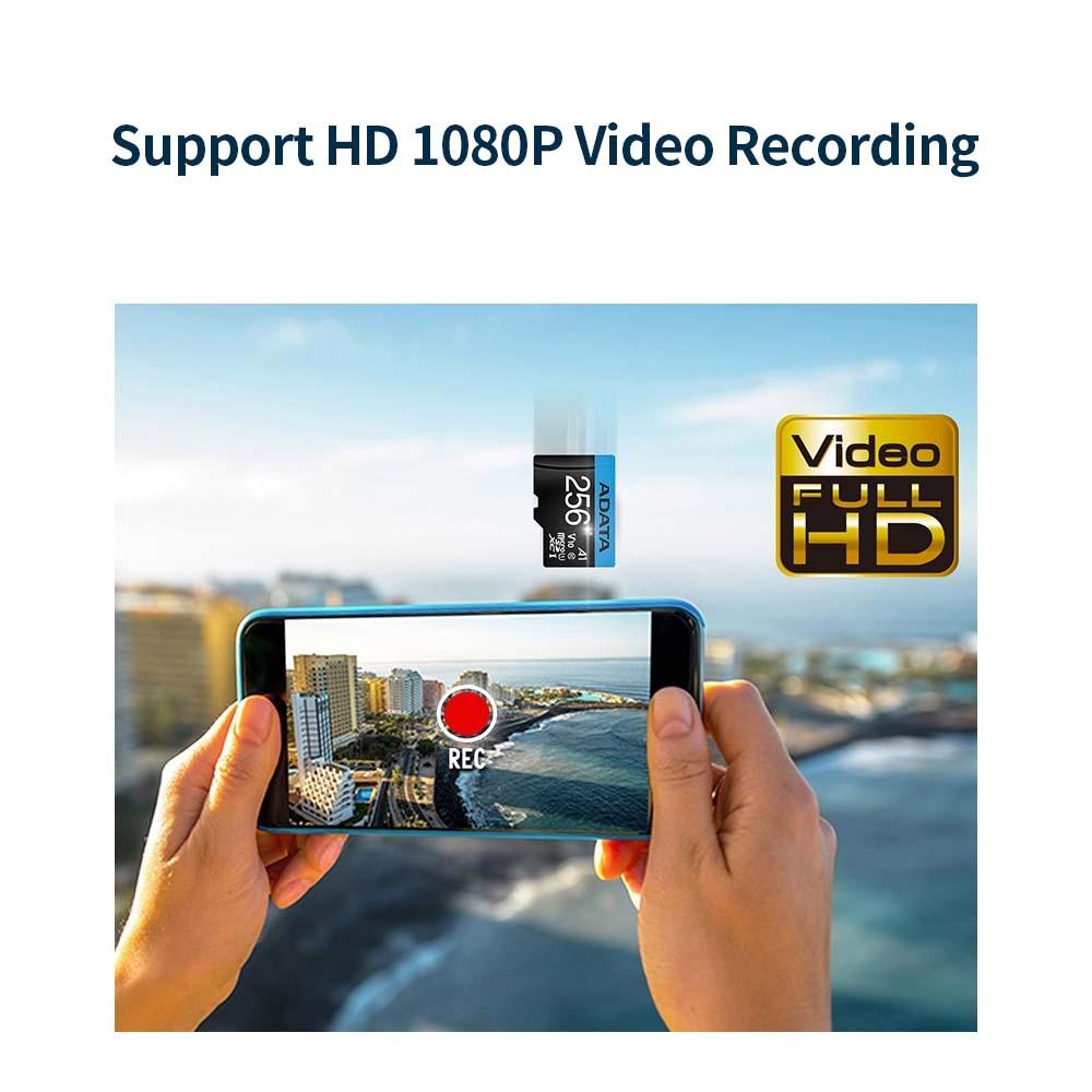 Thẻ nhớ ADATA Micro SD 64GB A1 U1 C10 V10 Thẻ TF tốc độ cao Hỗ trợ quay video HD 1080P giám sát tại nhà bằng camera hành trình - Màu xanh lam - 64GB