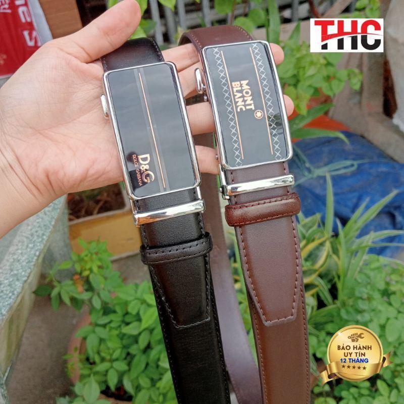 Thắt lưng nam da bò nguyên miếng đầu khoá tự động cao cấp, THC bảo hành 12 tháng