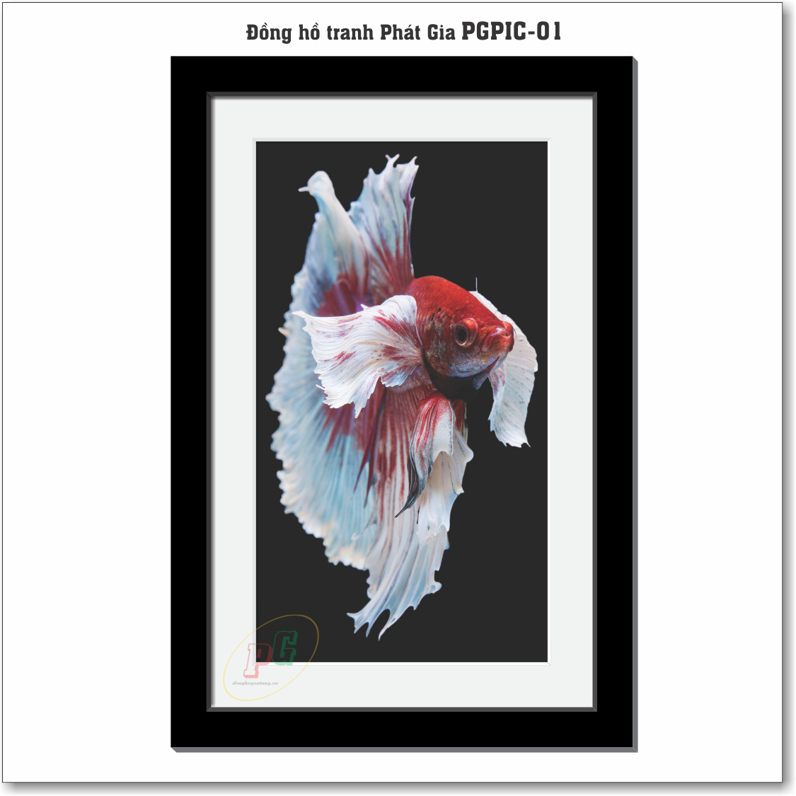 Tranh treo tường khung 3D giả lập, phong cách hiện đại, tranh cá Betta phong thủy trang trí phòng khách, phòng ngủ, phòng ăn, phòng làm việc, quà tặng lưu niệm Phát Gia PGPIC-33