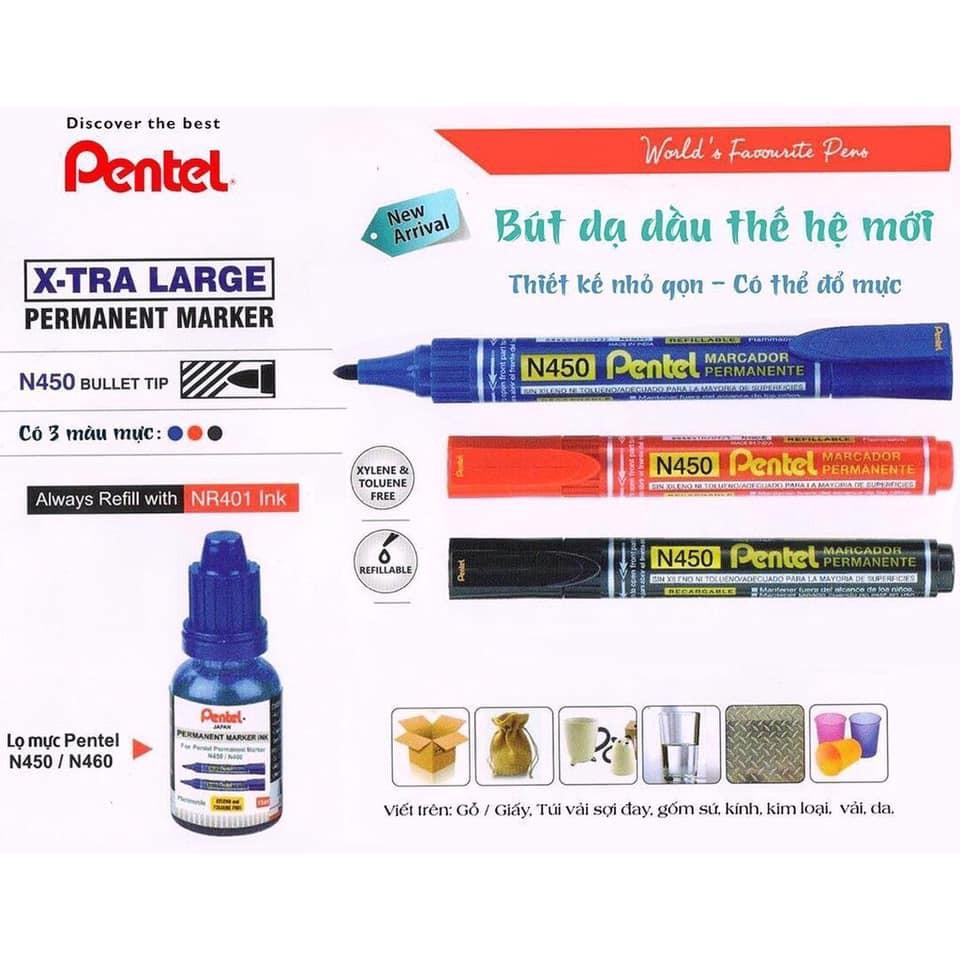 Mực Bút Dạ Dầu Pentel NR401 Thay Thế Cho Bút Dạ Bảng Pentel N450 | 3 Màu Mực