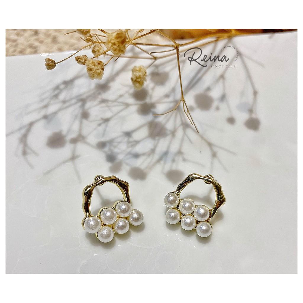 Khuyên tai nữ Baroque phOng cách Hàn Quốc bạc S925 Reina đính hạt cao cấp nữ tính