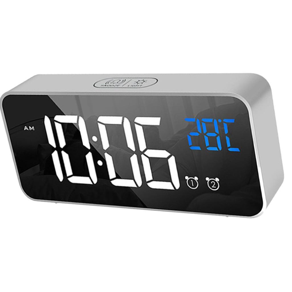 Silent Electronic Alarm Clock Mirror Surface Clock Desktop/Shelf Clock Silver