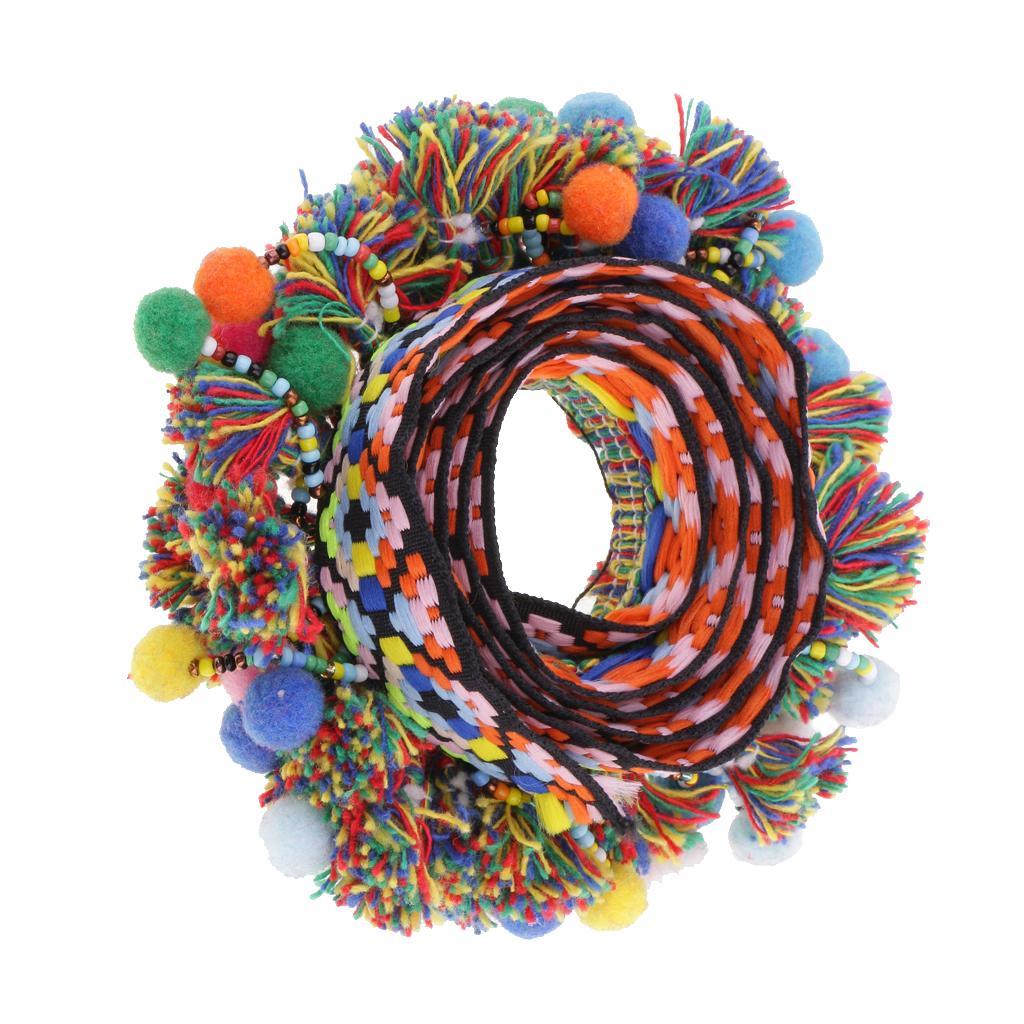 5-24pack 1 Yard Colorful Pom Pom Beads Fringe Tassels Braid Jacquard Ribbon Trim
