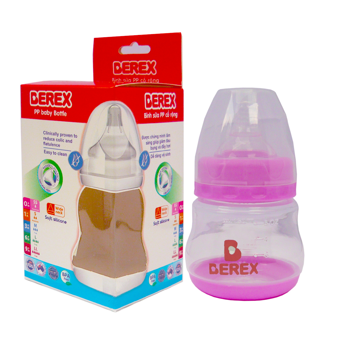 Bình Sữa PP BEREX cổ rộng 150ml- PP150CR