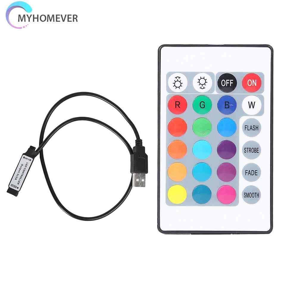 Bộ Điều Khiển Đèn LED Dây Gồm 24 Nút Bấm Và USB RGB 5-24V