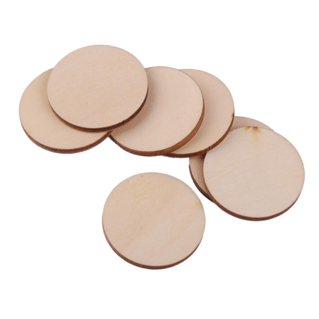 100 Natural Wooden Circle Round Embellishments DIY Crafts Scrapbooking 30mm