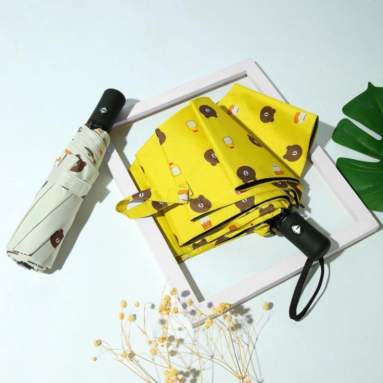 Ô dù gấp gọn hình gấu chống tia UV , có nút bấm tự động mẫu mới nhất 2021