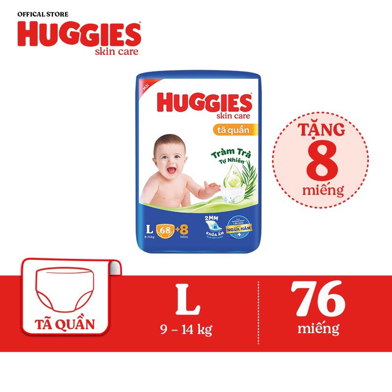 Tã Quần Huggies Dry Gói Cực Đại L68 - Bao Bì Mới