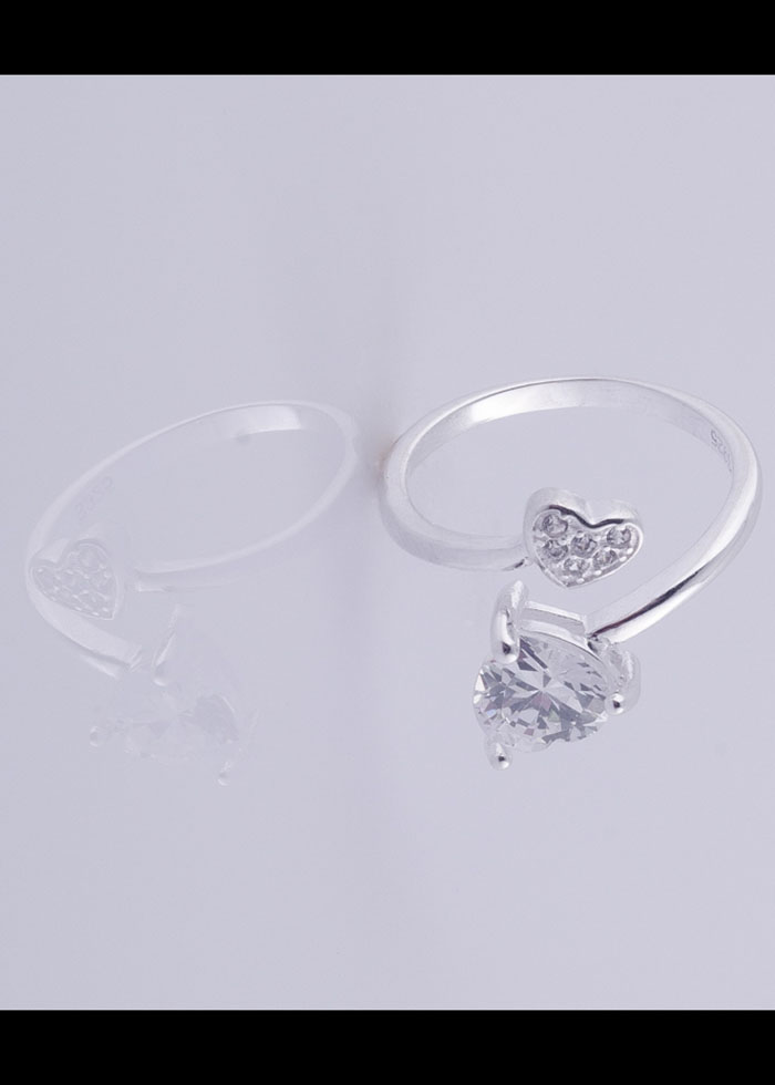 Nhẫn bạc nữ S925 Italia Bạc Xinh Huệ Ngân Trái tim đôi YYJZ046