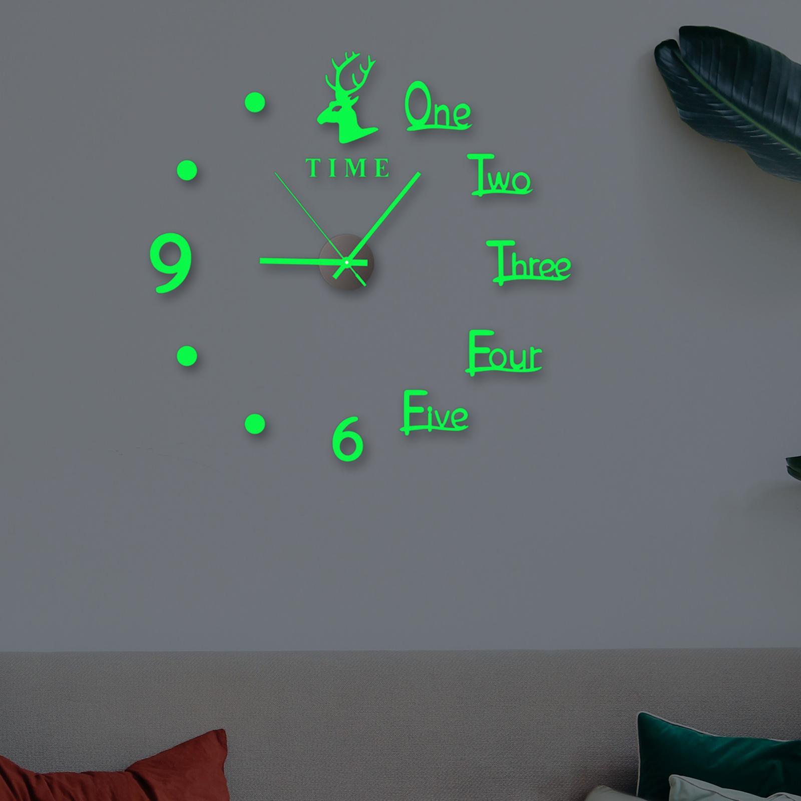 Luminous Wall Clock Sticker DIY Digital Clock Wall Stickers for Office Home