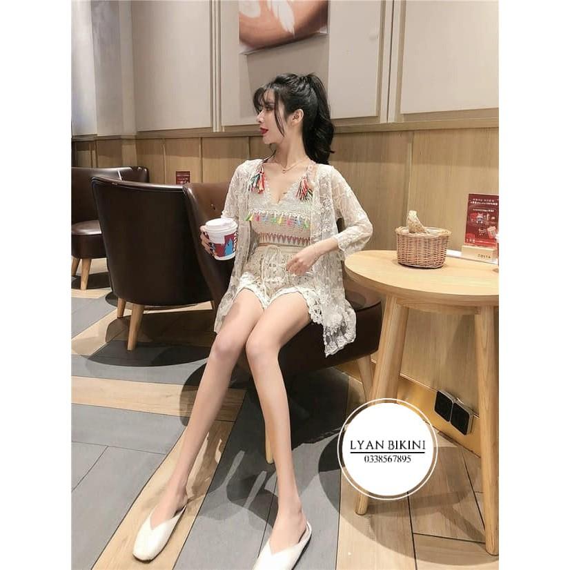 Bikini đồ bơi nữ 2 mảnh áo choàng len móc kín đáo cao cấp đi biển LYAN BIKINI B06