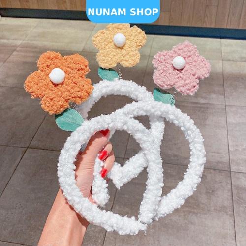 Cài tóc lò xo bông hoa lông xù dễ thương cute cho nữ Nunam Shop