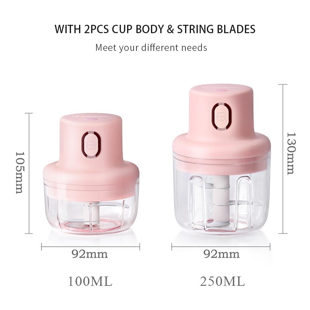 Máy cắt tỏi mini chạy điện không dây Động cơ 45W Lưỡi khuấy kép Pin 400mAh tích hợp, nhỏ gọn