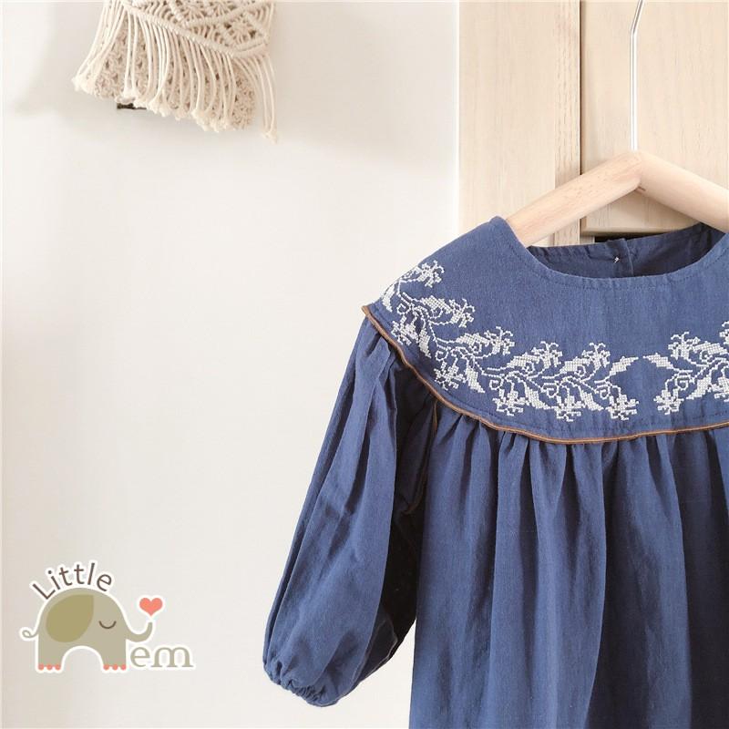 Váy bé gái Cotton _ Cổ viền thêu