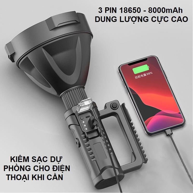 Đèn Pin Cầm Tay Quân Đội Siêu Sáng Chiếu Xa 1000m Chống Thấm Nước Có Chân Đế W590 W591