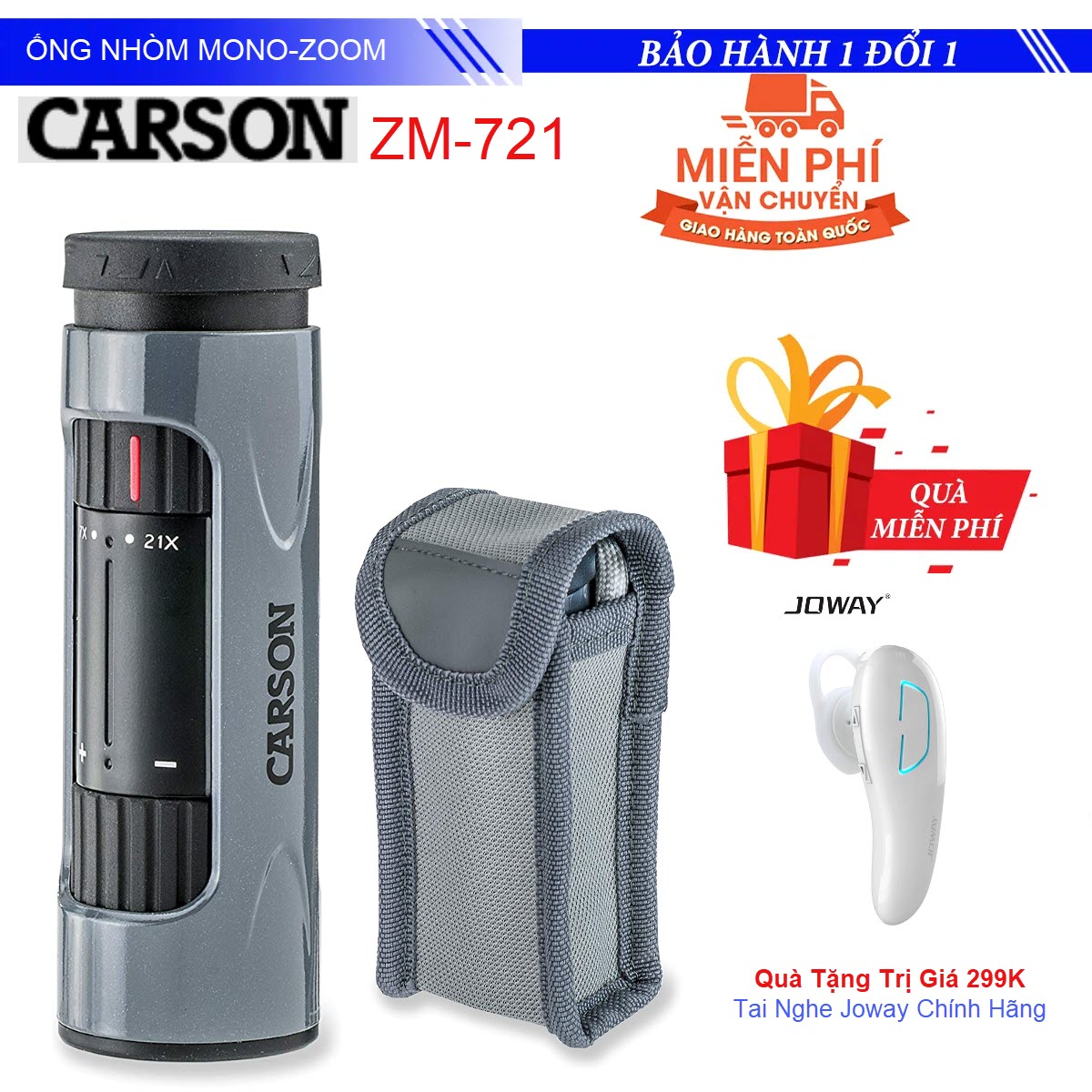 Tặng Tai Nghe 299K - Ống Nhòm Một Mắt Zoom 7x-21x ZM-721 - MonoZoom 7-21x21mm Zoom Monocular . Ống Nhòm Chuyên Dùng Cho Golfer - Du Lịch - Thể Thao