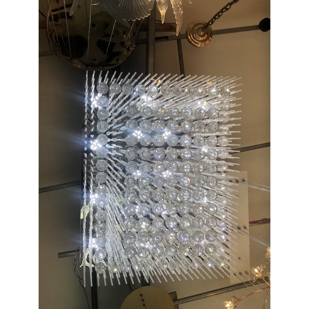 Đèn mâm pha lê tròn vuông, pha lê kim cương