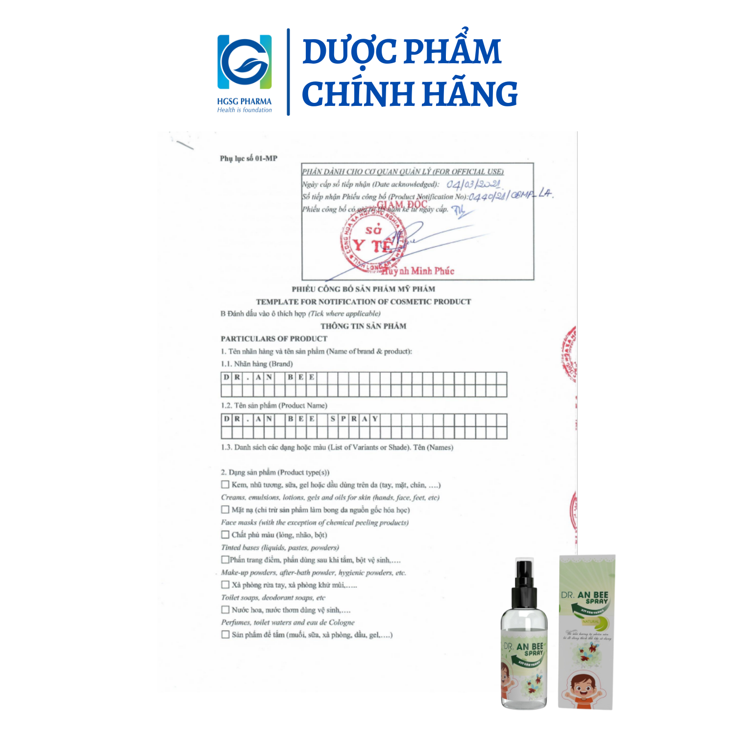 Xịt côn trùng cho trẻ em và người lớn HGSG Pharma DR.ANBEE