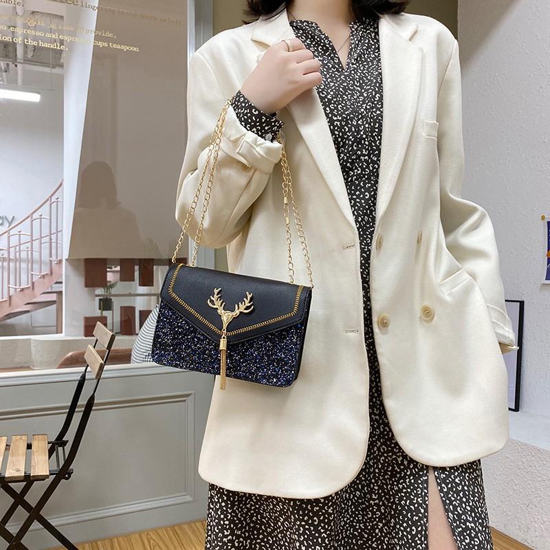 Women's Bag Fashionable Sequins Small Square Bag Shoulder Chain Women's Bag Crossbody Small Bag