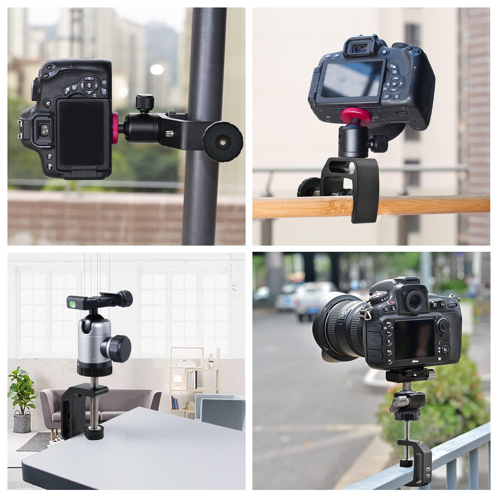 Kẹp Universal-C, 2 mảnh hợp kim nhôm, kẹp bảng C Universal với lỗ ren 1/4 và 3/8 cho camera bàn làm việc