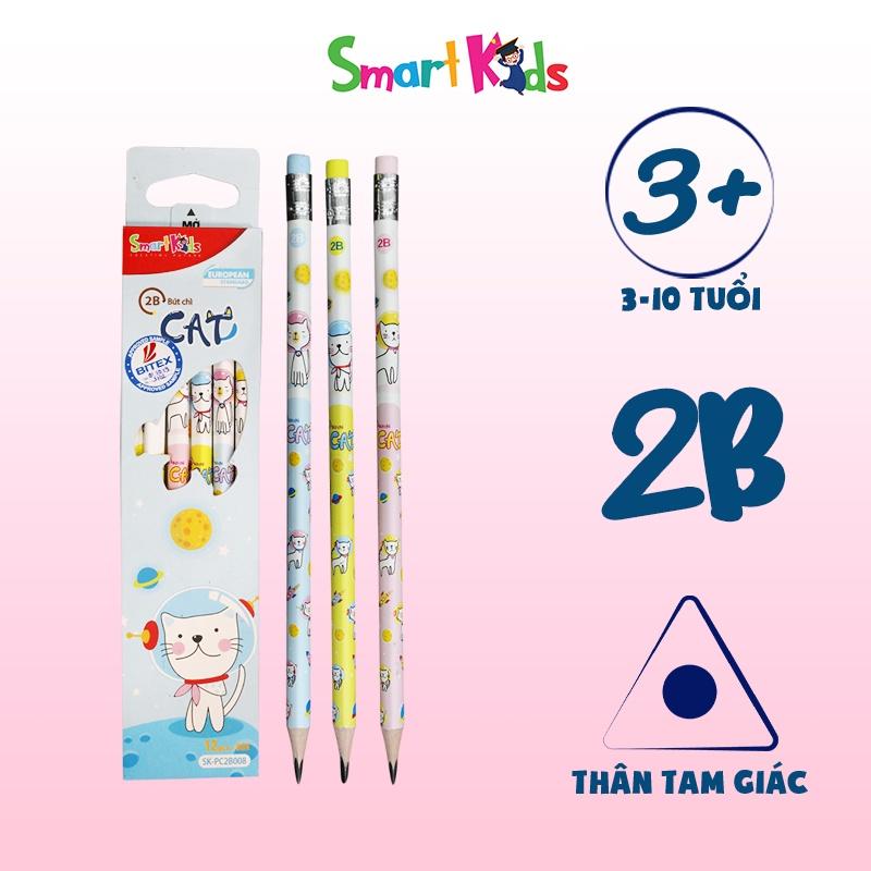 Bút chì Smartkids SK-PC2B008 Cat&amp;amp;Dragon, 12 cây/hộp, dành cho học sinh, sinh viên, gỗ mềm, dễ chuốt.