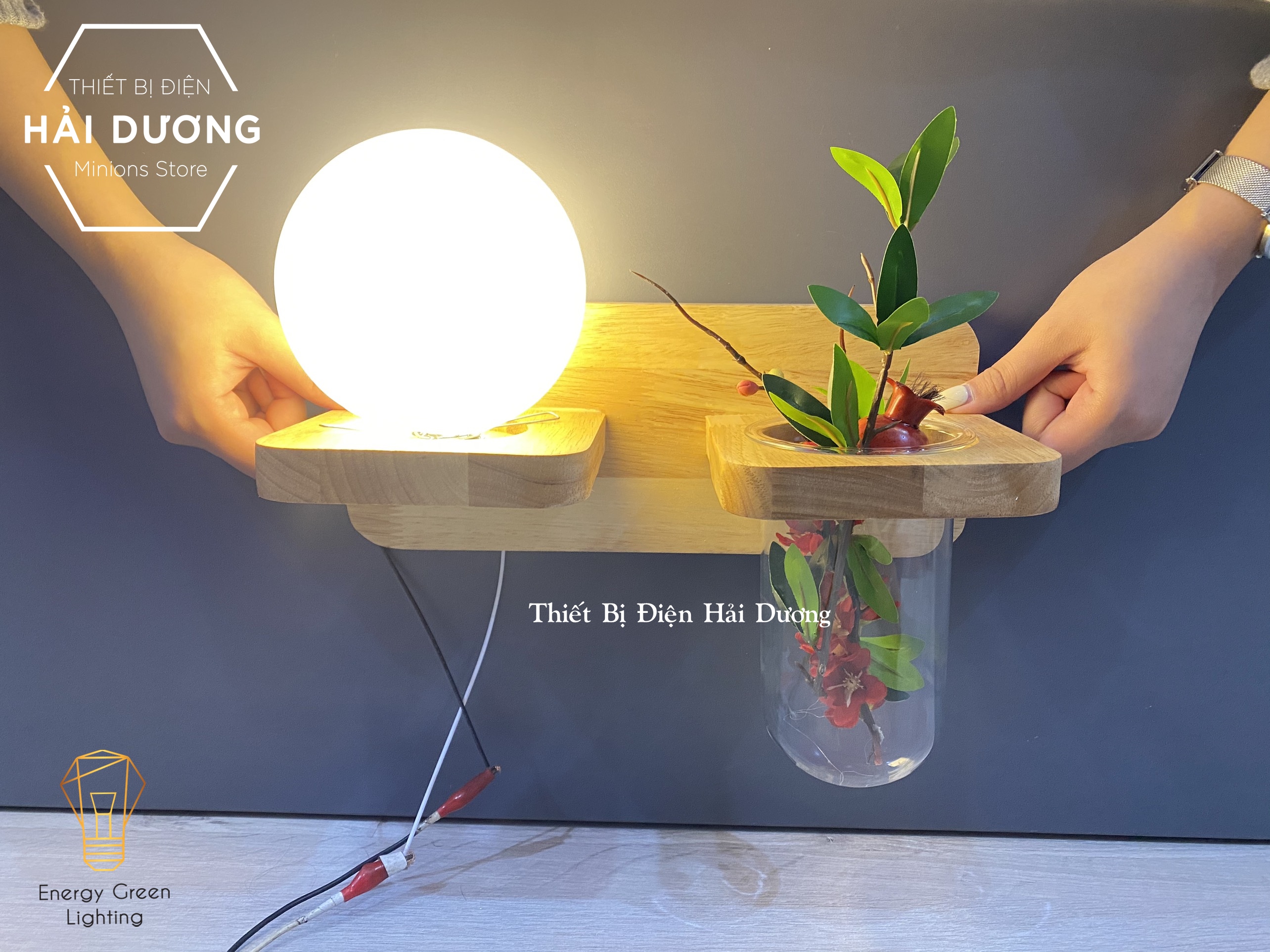 Đèn Tường Kệ Gỗ Chao Thủy Tinh Hiện Đại DT-3019 - Trang Trí Căn Phòng - Đã Bao Gồm Bóng LED 3W - Có Video