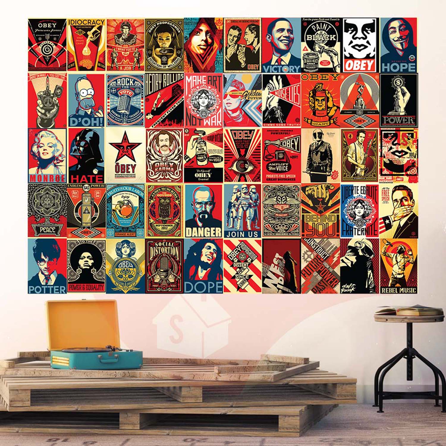 OBEY - Set 50 Poster A4 dán tường trang trí decor quán nhà cửa STICKER FACTORY