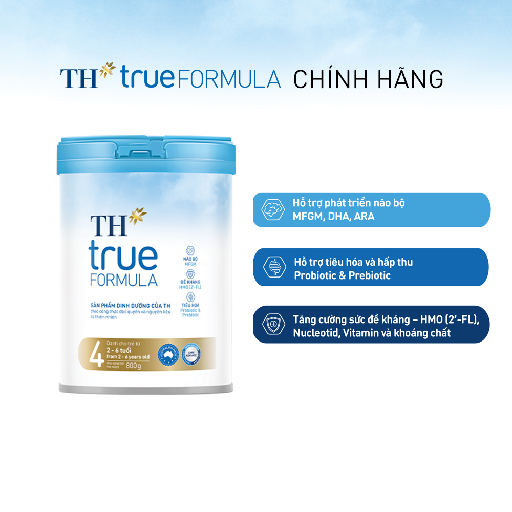 Combo 2 Sản phẩm dinh dưỡng công thức cho trẻ từ 2 đến 6 tuổi TH True Formula 4 800g