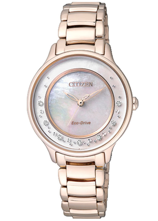 Đồng Hồ Nữ Citizen Đính Kim Cương Dây Thép Không Gỉ EM0382-51D - Mặt Xà Cừ (Sapphire)