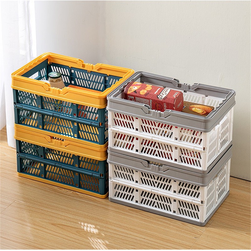 Giỏ nhựa đựng đồ mua sắm gấp gọn - màu ngẫu nhiên - 1 cái