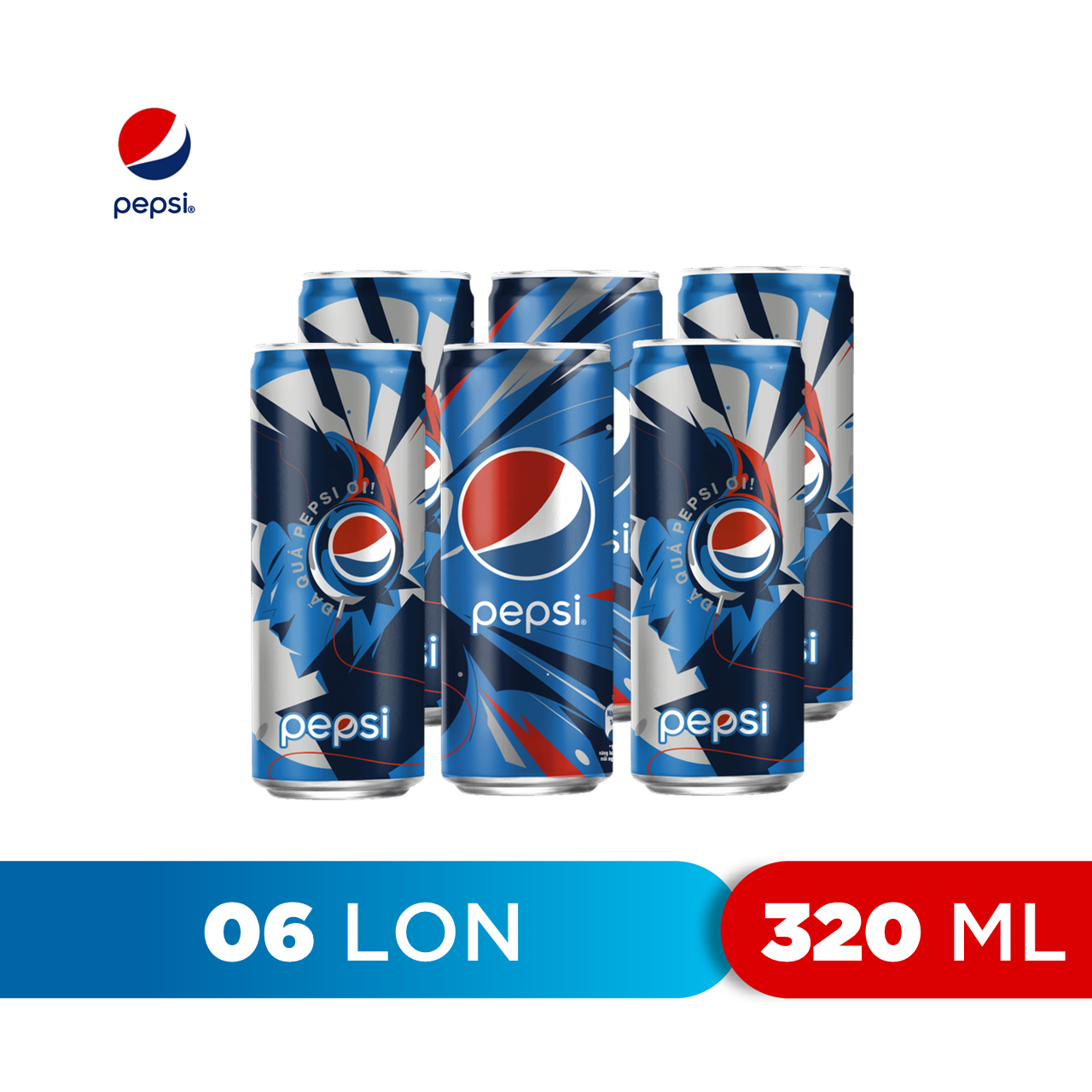 Lốc 6 Lon Nước Ngọt Có Gaz Pepsi