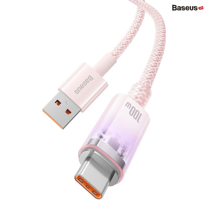 Cáp Sạc Nhanh Tự Ngắt Baseus Explorer Series 2 USB to Type-C 100W dùng cho Samsung Huawei Xiaomi Honor (Smart Power-Off with Smart Temperature Control, Fast Charging Cable) - Hàng chính hãng