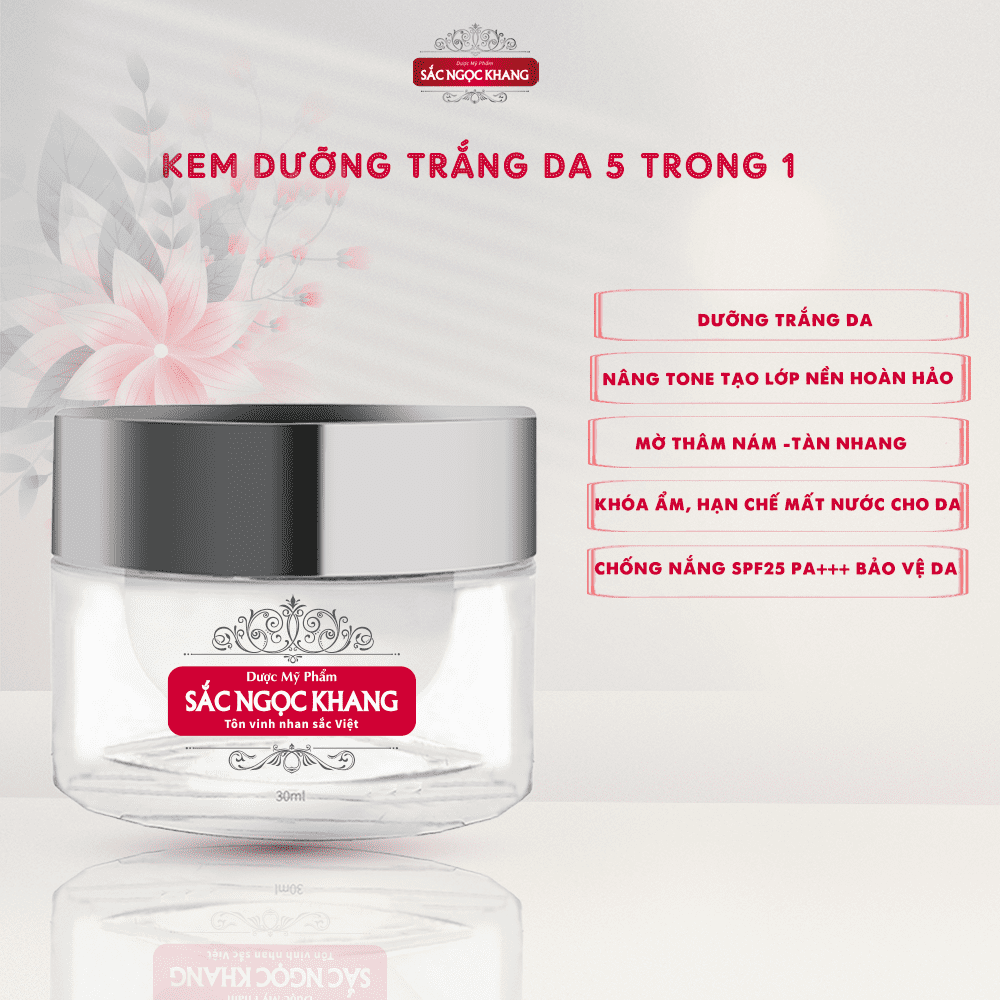 Kem dưỡng  da Sắc Ngọc Khang 5 trong 1 ban ngày 30g giúp nuôi dưỡng làn da sáng khỏe, mờ thâm nám ngăn ngừa lão hóa