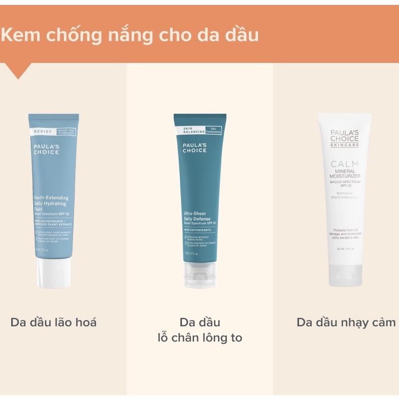 Kem Chống Nắng Hóa Học Cho Da Dầu - Paula's Choice Resist Youth-Extending Daily Mattifying Fluid SPF 50 60ml (Mã 7800)