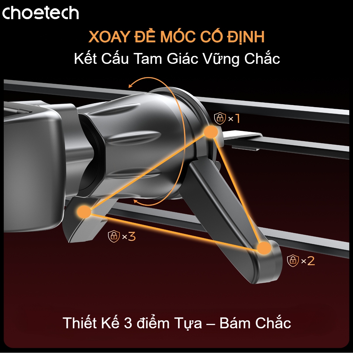 Giá đỡ điện thoại Choetech H091 kẹp khe gió – Tiện lợi khi lái xe - Hàng chính hãng
