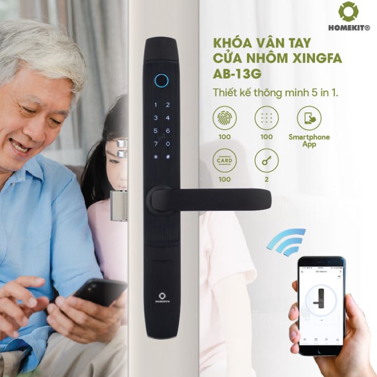 Khóa vân tay cho cửa nhôm xingfa AB-13G