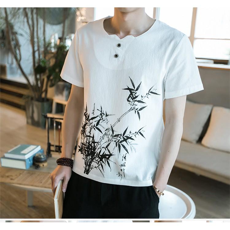 Áo Thô Nam in Họa Tiết Cây Trúc