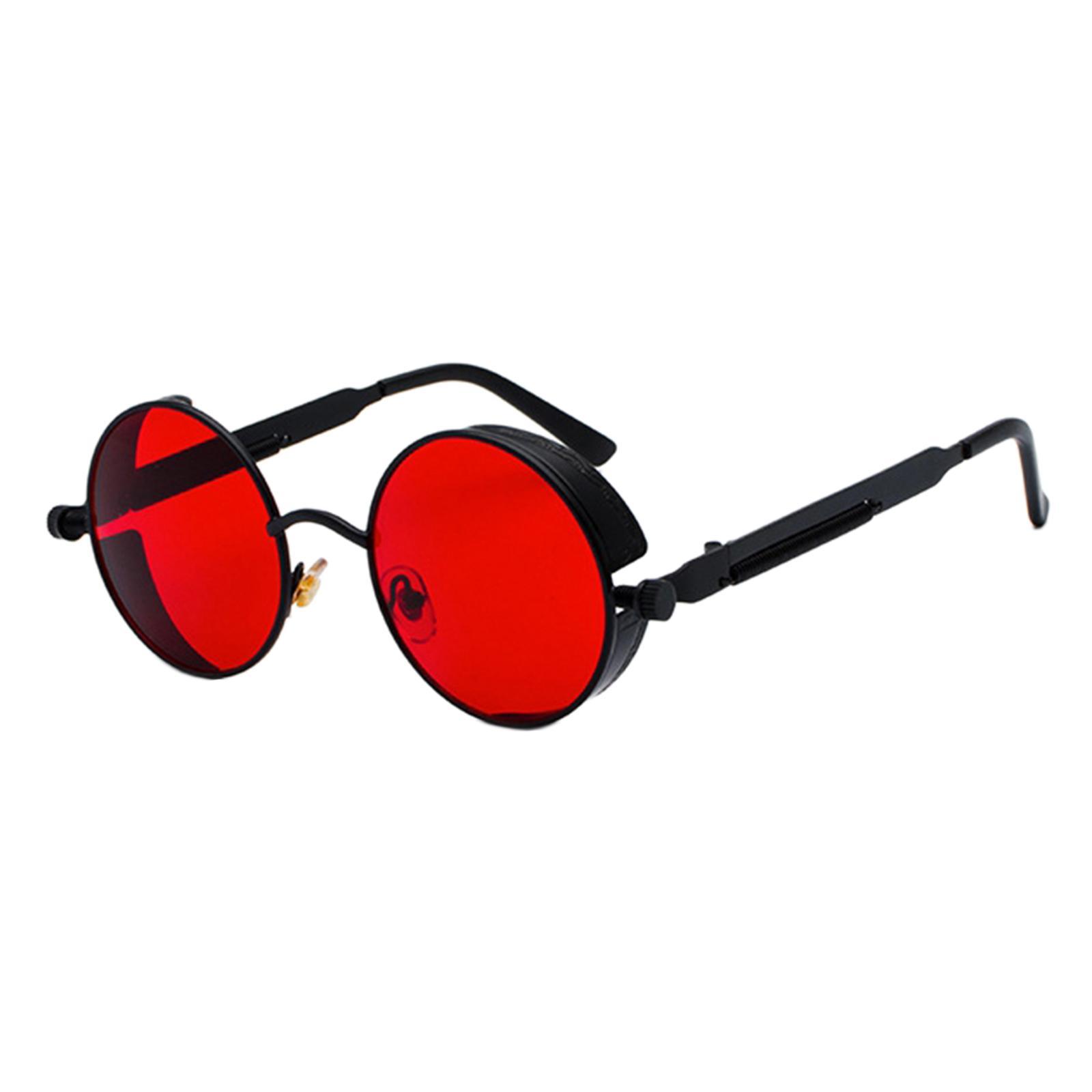 Retro Gothic Circle Round Sunglasses Fashion Goggles Metal Frame Gold Pink
