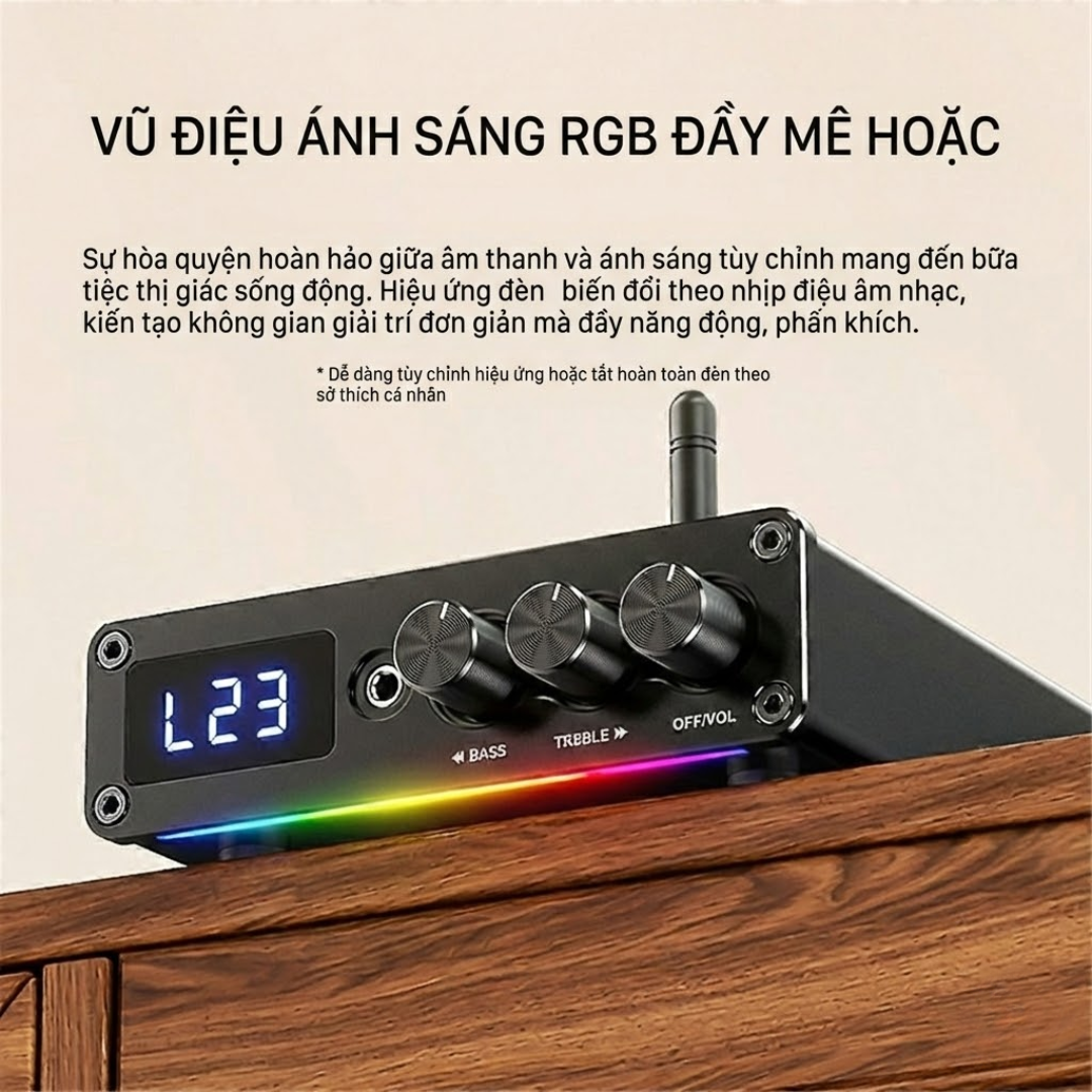 Amply Bluetooth 5.3 Kép Chip TPA3116D2  Công Suất 200W (100W+100W) – Hỗ Trợ USB/RCA/AUX – LED RGB Hát Karaoke G12D - Hàng Nhập Khẩu