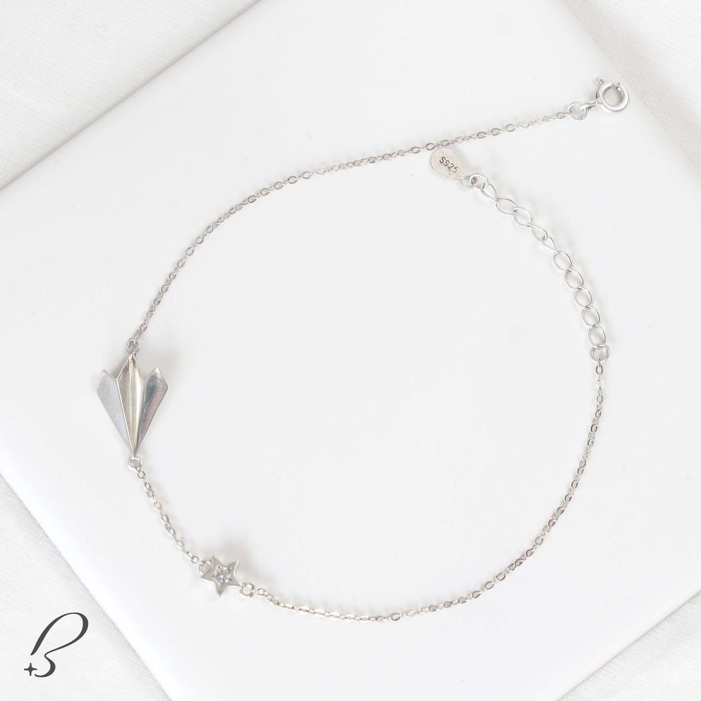 Vòng chân bạc Bling it hình phi cơ BIVT097
