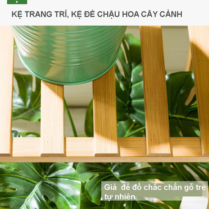 Kệ để chậu hoa trồng cây cảnh trang trí chất liệu gỗ tre để trong nhà ngoài trời sân vườn ban công phong cách Bắc Âu