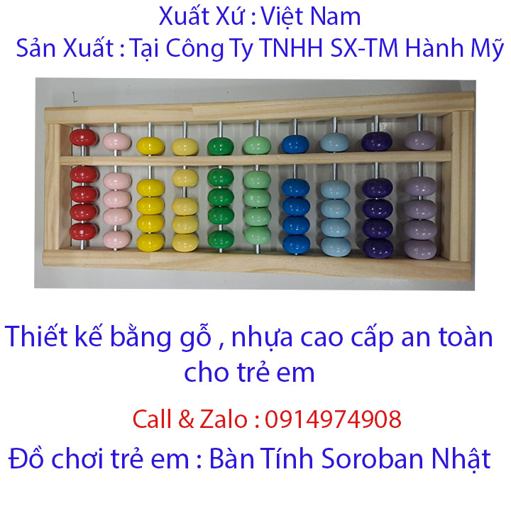 Bàn tính gẩy Soroban Nhật 10 cột dụng cụ học tập-Nâng cao khả năng trí tuệ .Phát triển IQ cho bé