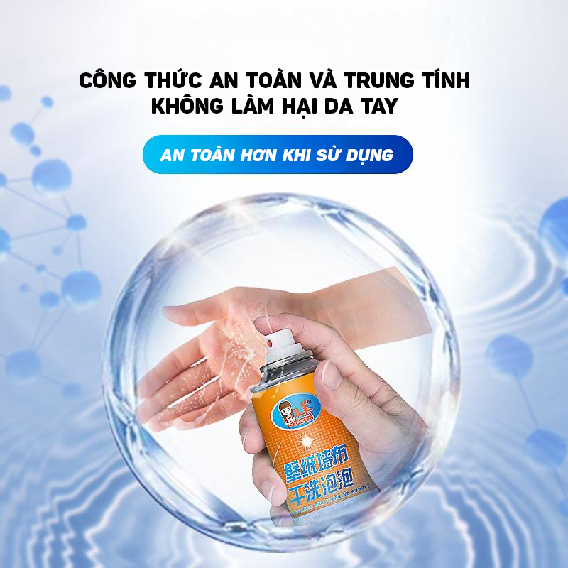 (280ml) Bọt Làm Sạch Vết Ố Bẩn Giấy Lụa Dán Tường 280ml - Xóa Vết Bẩn, Ố Vàng, Giữ Sáng Đẹp Tường - Hàng Nhập Khẩu