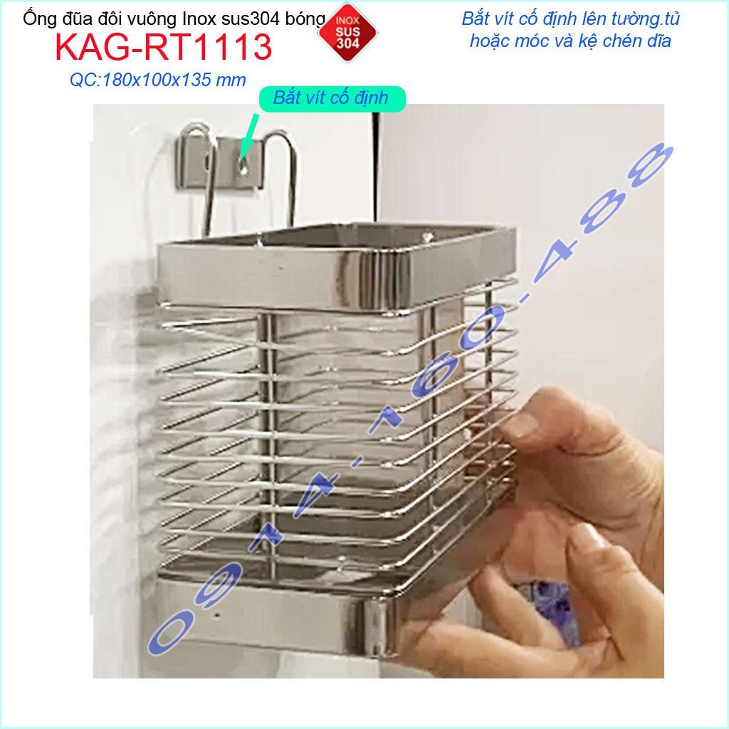 Ống đũa đôi vuông KAG-RT1113, ống đựng đũa nhà bếp Inox SUS304 siêu bền giá tốt sử dụng tốt