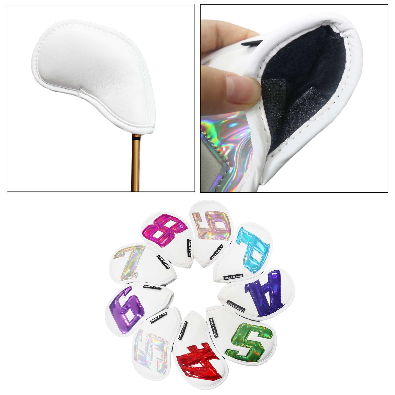 9x Golf Iron Head Cover Club Headcover Anti- Covers White