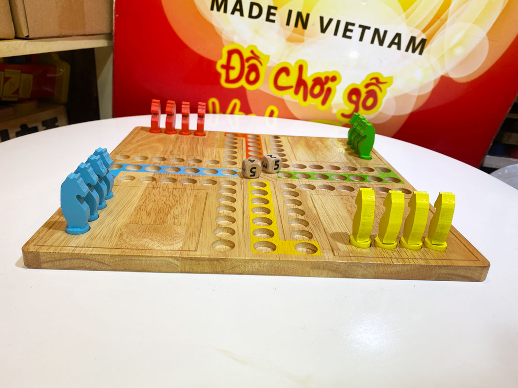 Bộ cờ tứ mã, cờ cá ngựa bằng gỗ cho mọi lứa tuổi, boardgames trí tuệ, đồ chơi gỗ trong nhà