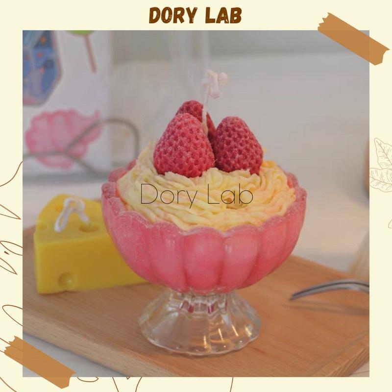 Nến Thơm Ly Kem Dâu Tây Handmade Không Khói, Quà Tặng Độc Đáo - Dory Lab