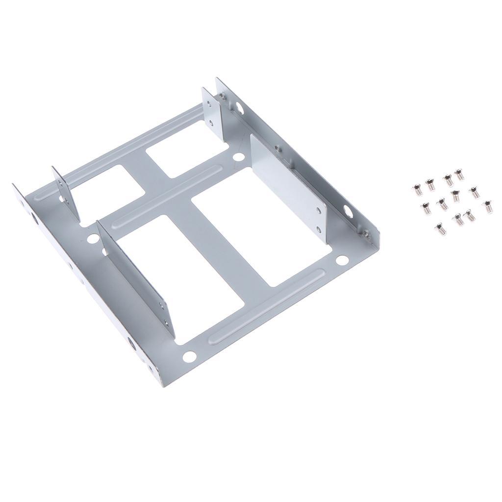 2Pcs 2.5" to 3.5" SSD HDD Adapter Rack Hard Drive Mounting Bracket White
