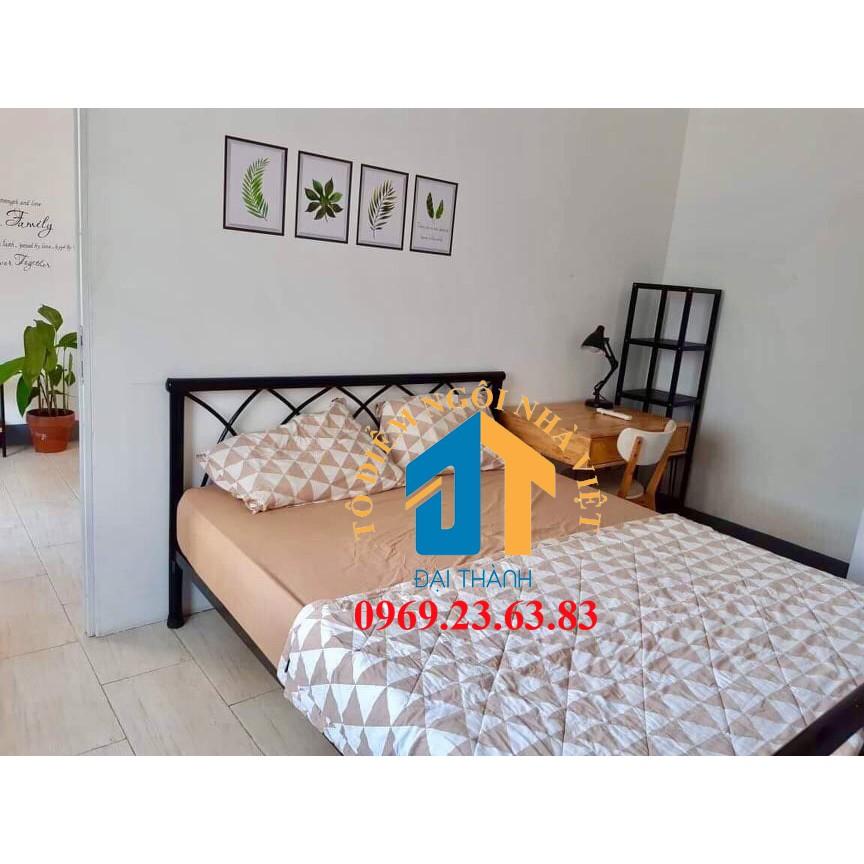 Giường sắt kiểu gỗ cao cấp 140×200 hàng giá xưởng miễn phí giao hàng lắp đặt tận nơi